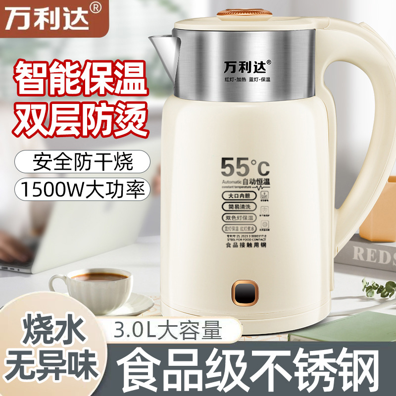 [in stock Quick Fa] Wanlida Electric Kettle Intelligent Thermal Insulation Kettle Household Business Wholesale a generation of hair