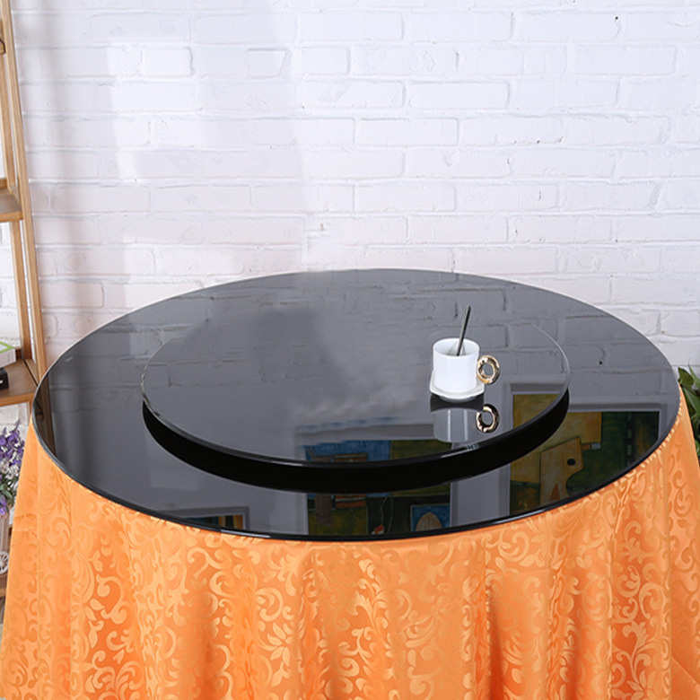 Black Tempered Glass Desktop Round Dining Table Countertop Black Glass Coffee Table Surface Custom-Made Round Glass Piece