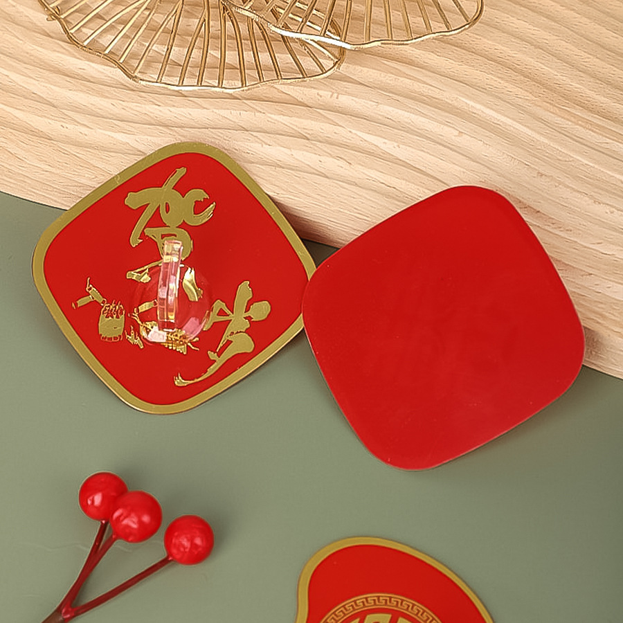 New Year's Happy Word Hook Acrylic Strong Punch-Free Hook Chinese Red Wedding Blessing Word Traceless Sticky Hook