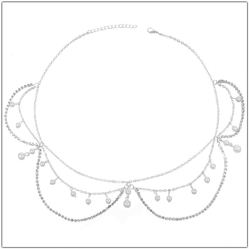 European and American foreign trade hot-selling products temperament pearl rhinestone hair band headdress wedding jewelry fashion diamond bride forehead chain