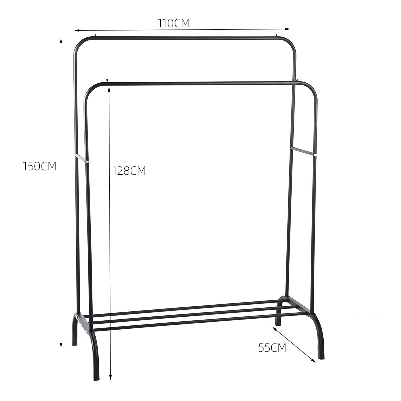 Home Bedroom Clothes Hat Hanger Simple Floor-to-Floor Double Rod Clothes Hanger Live Room Clothing Display Shelf