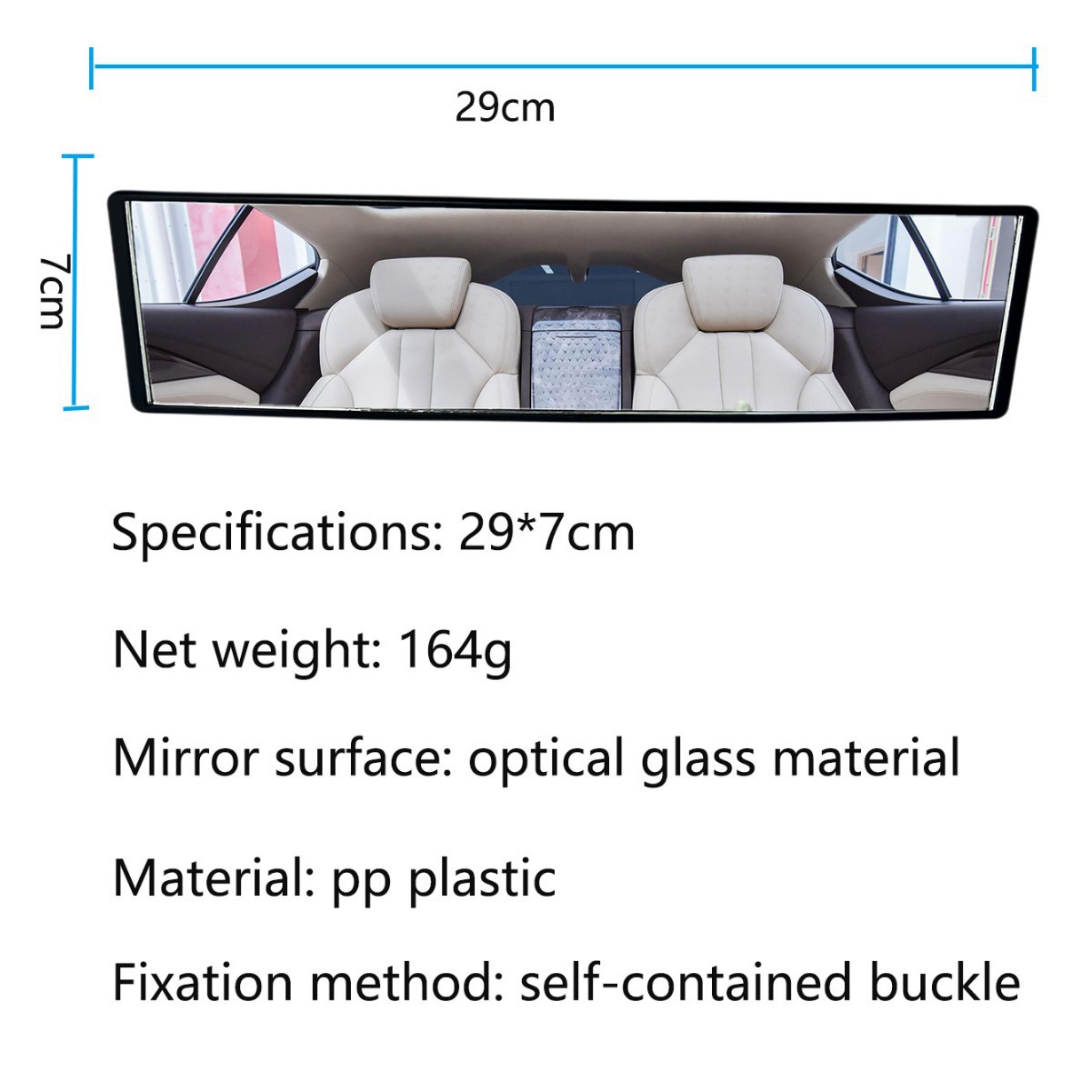 Car Interior Rearview Mirror, Large Field of View, Anti-Dazzle Curved Reflector, Auxiliary Reversing High-Definition Mirror, Anti-Shattering, Universal Panoramic