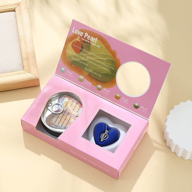 Freshwater Pearl Gift Set Vacuum Packaging Clam Can Metal Necklace Pendant Pearl Gift Box Set