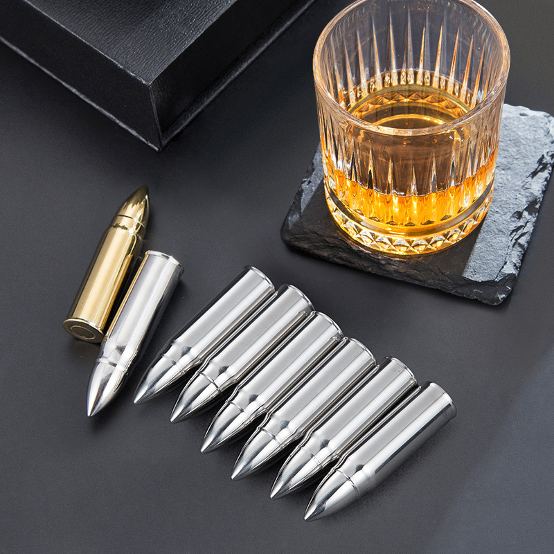 304 stainless steel bullet Ice Cube chilled creative whiskey ice grain metal quick frozen bullet ice wine Stone
