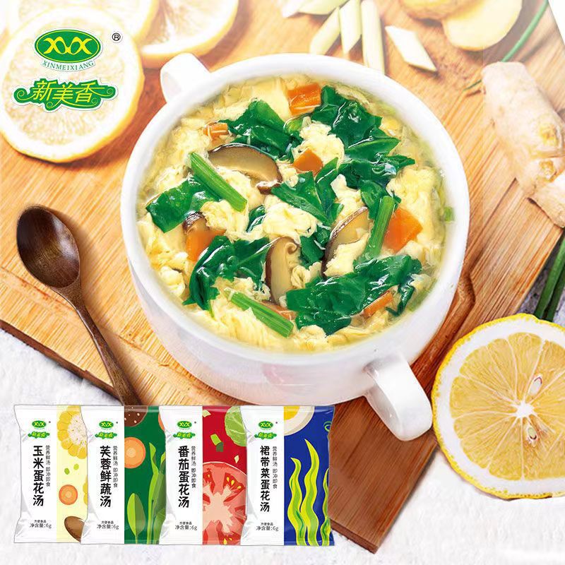 Суп с яичным цветом Xinmeixiang 6G замороженный суп-блок мгновенного приготовления с морскими водорослями для ресторанов упаковка