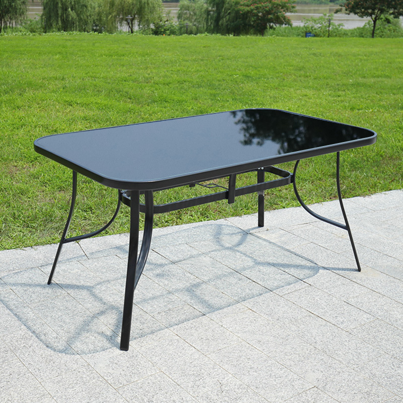 Outdoor Table Rainproof Tempered Glass Balcony Round Square Cafe Small Coffee Table Commercial Set Leisure Iron Table