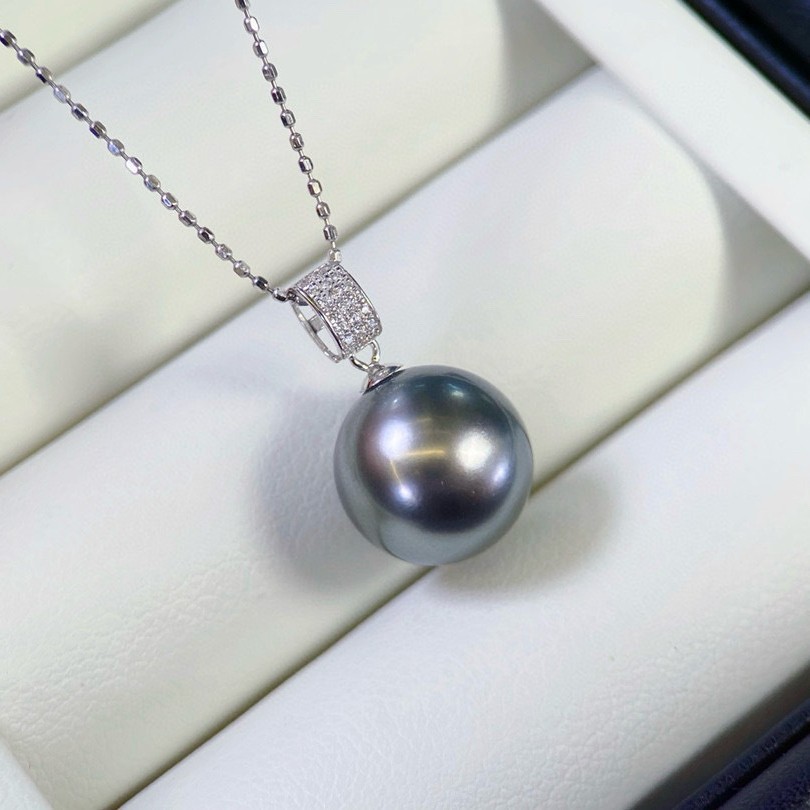 Platinum Pt900 Accessories Simple Pendant White Zircon Inlaid with Beads 10-11mm Without Chain and Beads