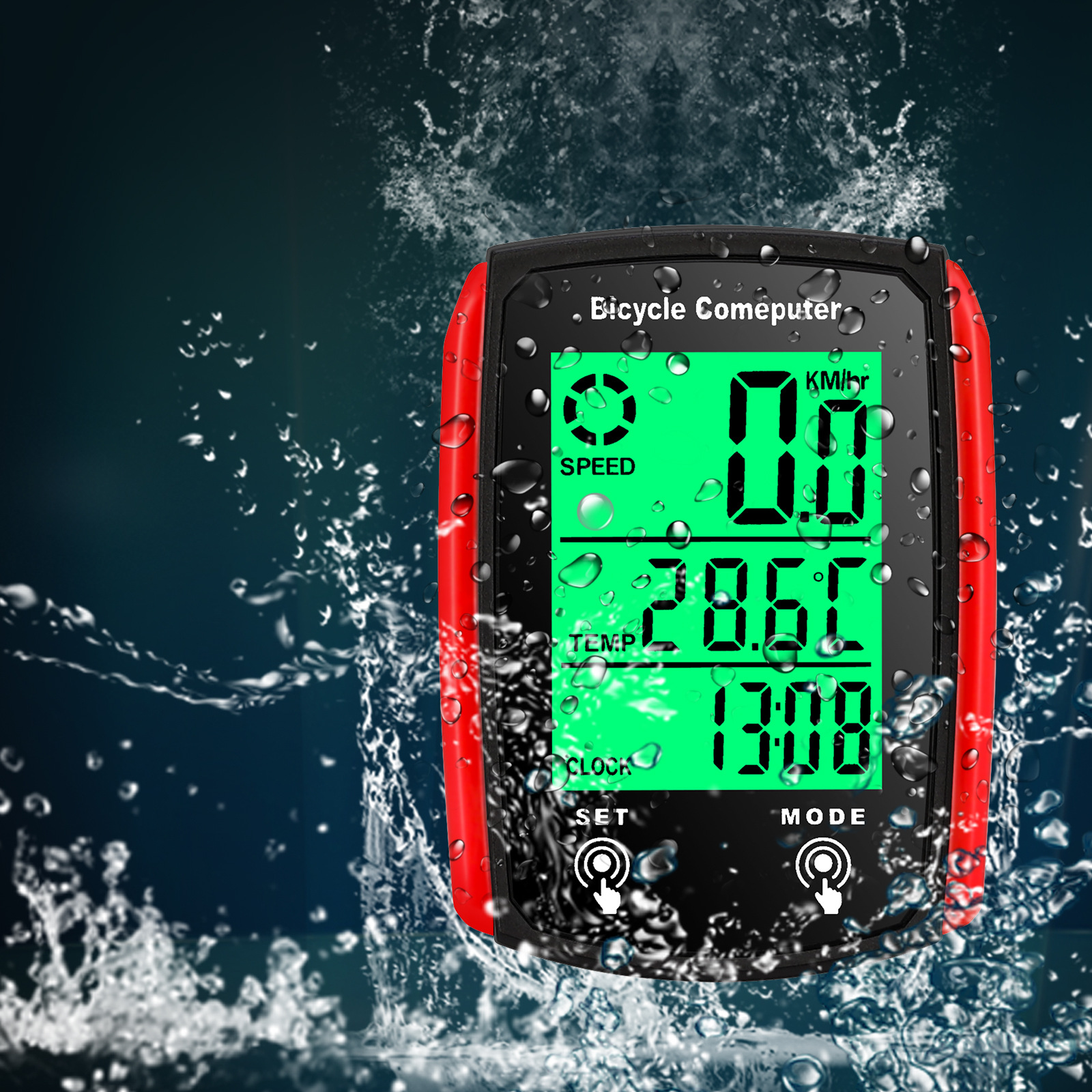 Cross-border bicycle code meter road bike backlight waterproof large screen racing meter outdoor mountain bike riding odometer