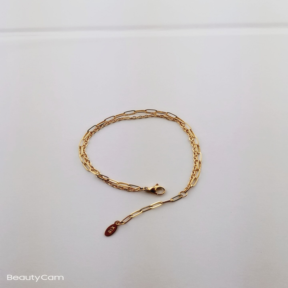 Korean Style Titanium Steel Double Layer Transfer Bracelet for Women, Golden Birth Year Bracelet