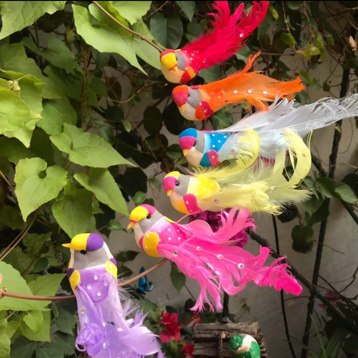 Simulation foam feather bird model garden courtyard creative set kindergarten decoration curly tail bird clip
