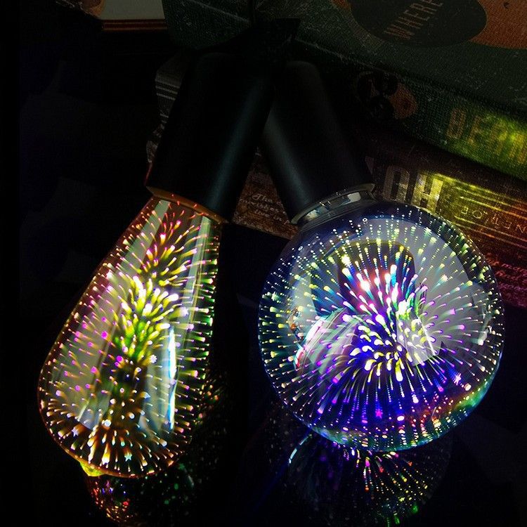 3D Fireworks Light Bulb Edison Led Stereo Colorful Starry Sky Lamp Decoration Personalized Creative Art Colorfulful Atmosphere