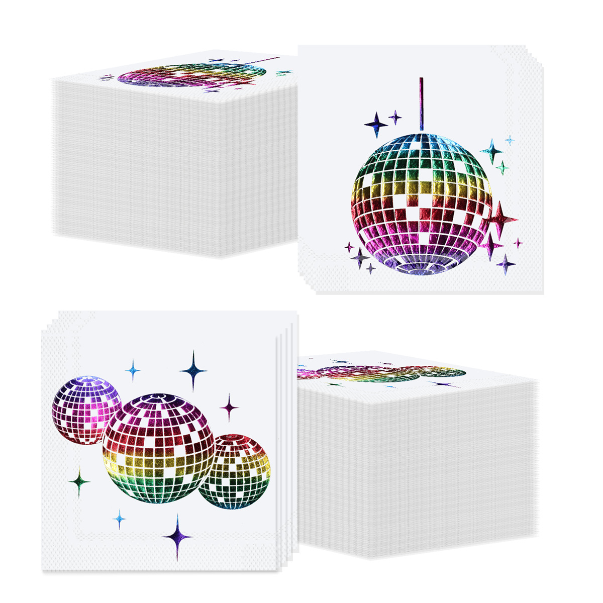 Cross-border New Color Disco Birthday Arrangement Disco Party Party Disposable Paper Towel Colorful Napkin