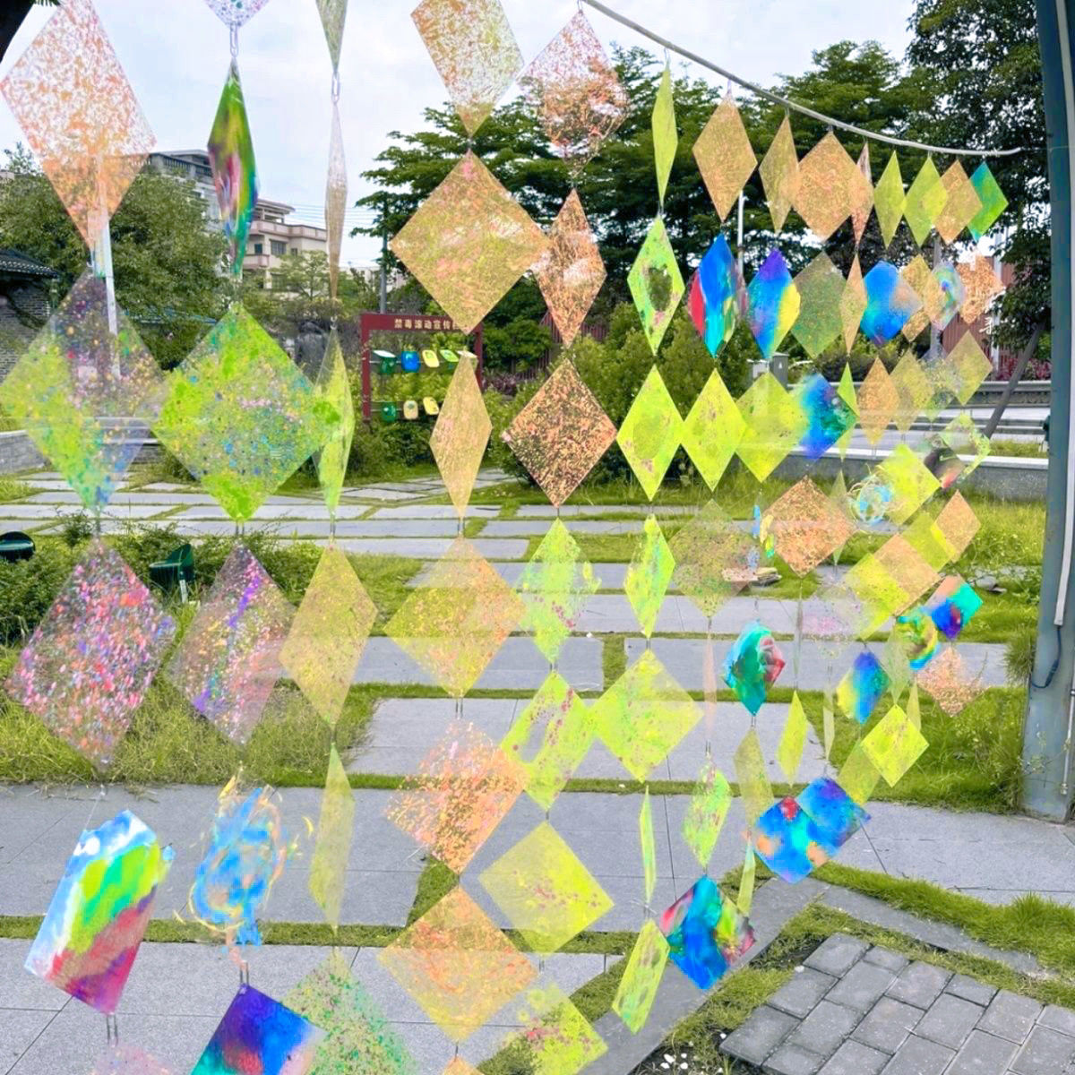 Детские украшения для рисования граффити DIY прозрачные подвески для колец материал ПВХ квадратные подвески декоративный пластик