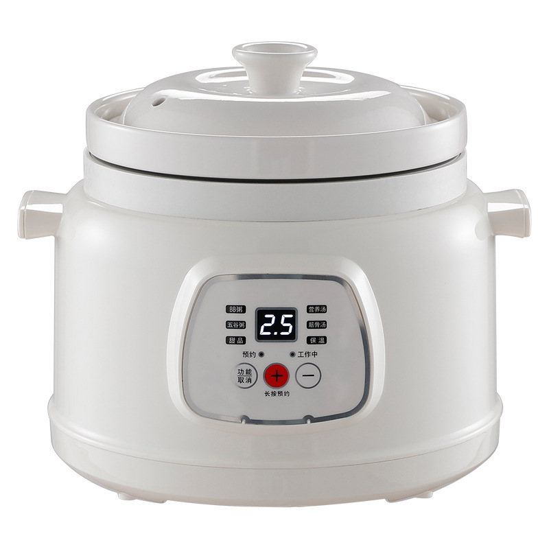 Multifunctional Electric Stew Pot Household Purple Sand Porridge and Soup Casserole Baby Food Supplement Ceramic Bird's Nest White Porcelain Stew Pot Wholesale