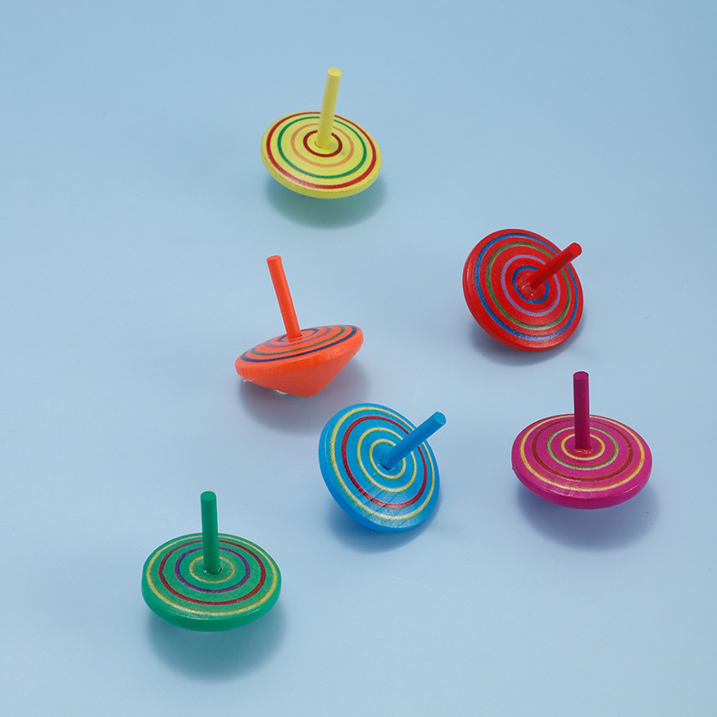 Wooden Rotating Small Gyro Toy New Children's Manual Twisting Decompression Creative Nostalgic Educational Gyro Wholesale