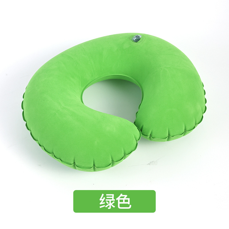in stock travel inflatable pillow car airplane neck pillow U-shaped inflatable pillow pvc flocking travel pillow wholesale
