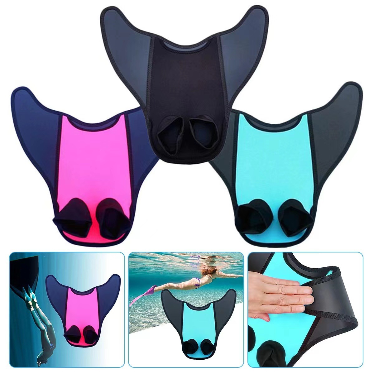 Mermaid flippers conjoined children's frog shoes single whale tail flippers swimming training flippers factory production