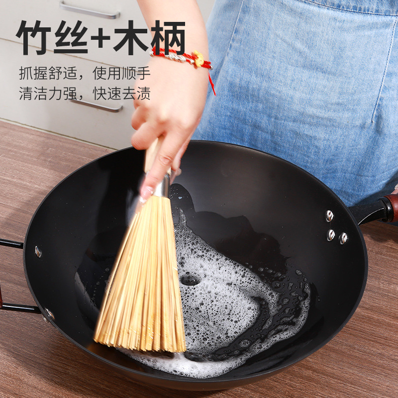Factory supply bamboo pot brush old-fashioned washing pot brush bamboo household kitchen non-oil brush bowl cleaning tool brush