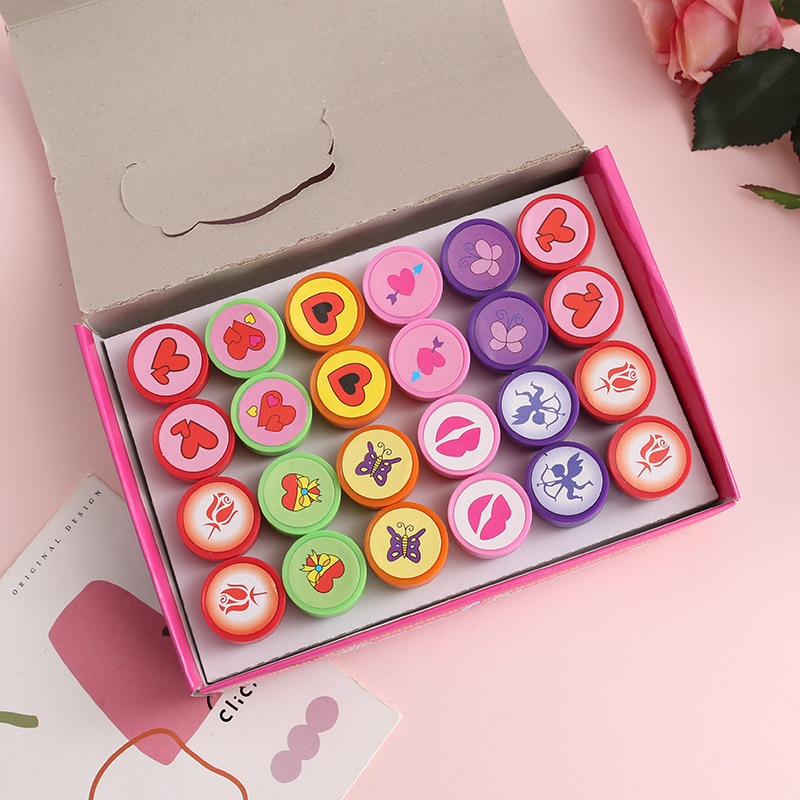 Милый мультяшный штамп для детей, стильное сердечко, моющийся штамп для детского сада