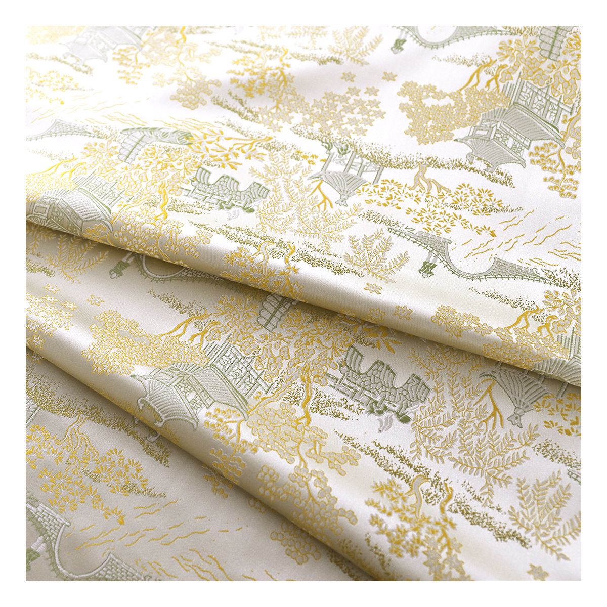 "Bridge Landscape" Song Brocade Jacket Fabric Dark Pattern New Chinese Jacquard Brocade Clothing Cloth