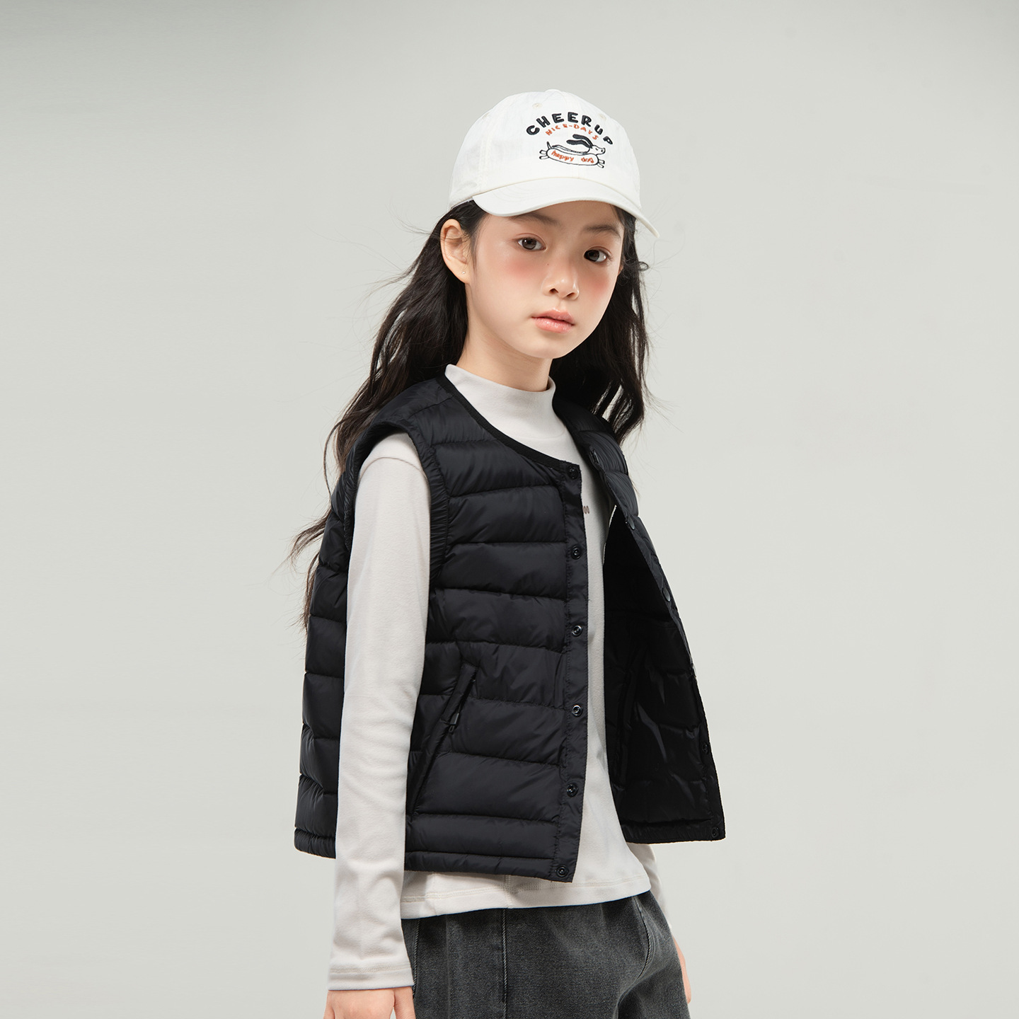 Children's Winter Korean Style Lightweight down Jacket Vest for Girls and Babies 90 White Duck down Lightweight Warm Liner down Vest