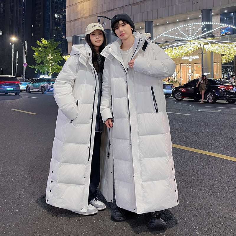 New super long ankle down jacket autumn and winter lovers wholesale men's and women's relaxed Korean casual warm coat