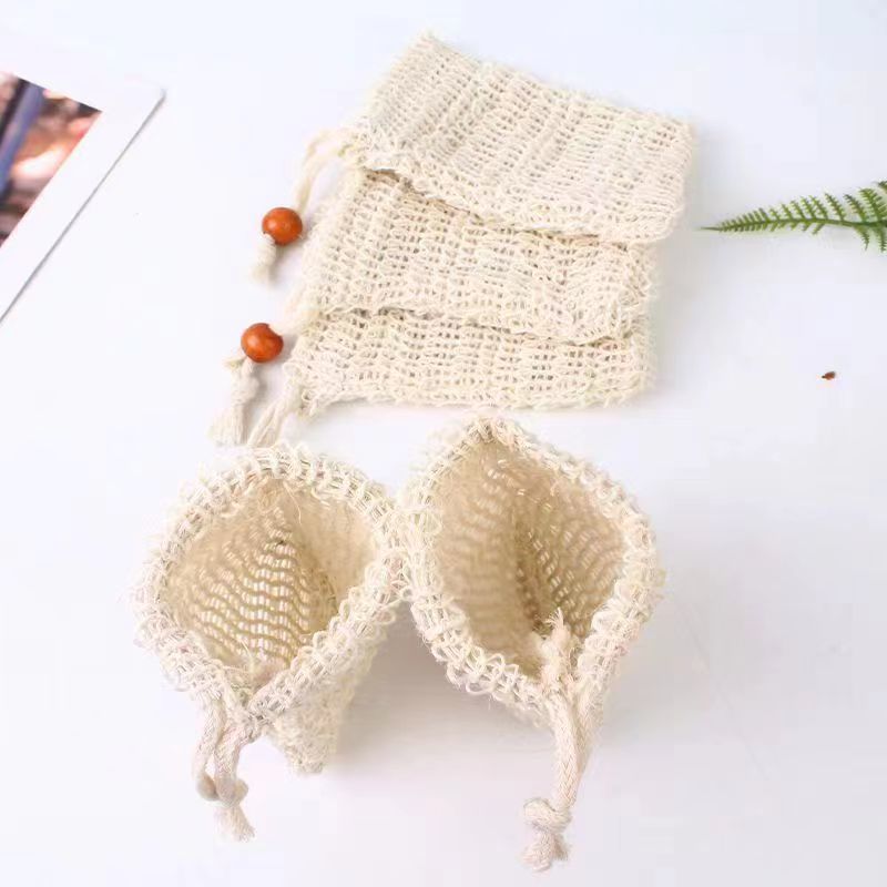 Soap Bag Storage Natural Cotton and Linen Thickened Mud Rub Bath Scrub Exfoliating Face Wash Soap Mesh Bag Scrub Net