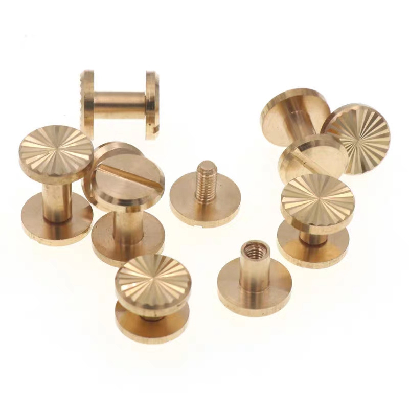 Pure copper sunflower screw luggage leather copper I-pin dumbbell buckle wheel nail female screw belt screw