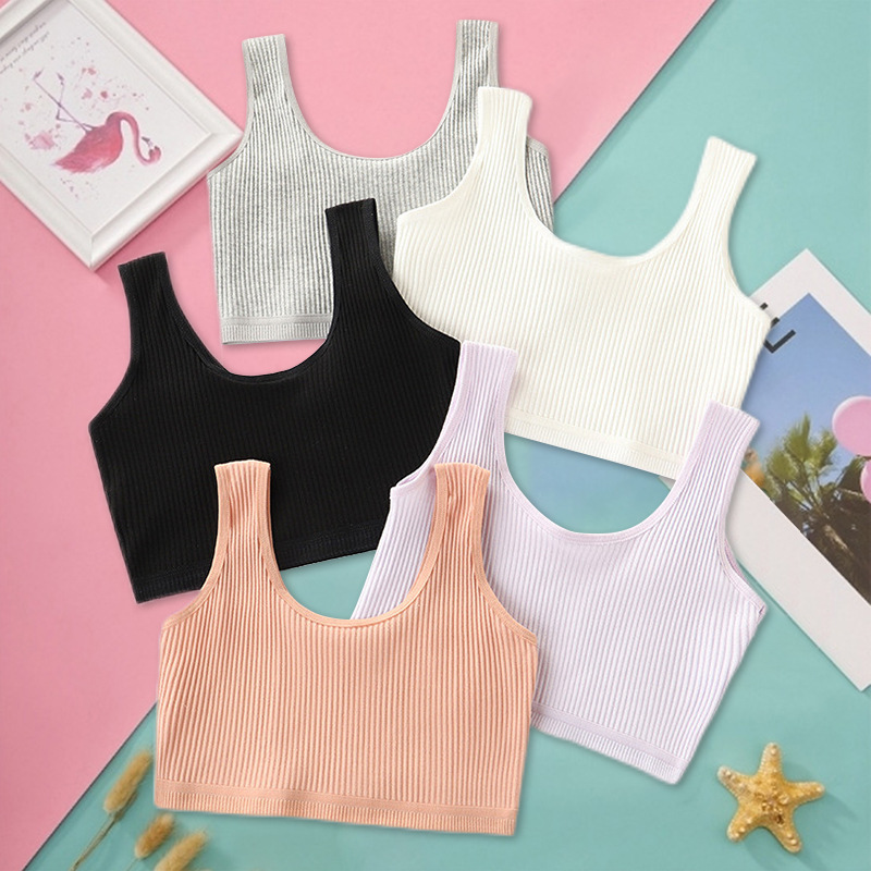 Girls' Tube Top, Pure Cotton, Medium and Large Kidsren's Bra, Middle and High School Girls' Vest, Suspender Intimates, Development Period Kidsren's Bra