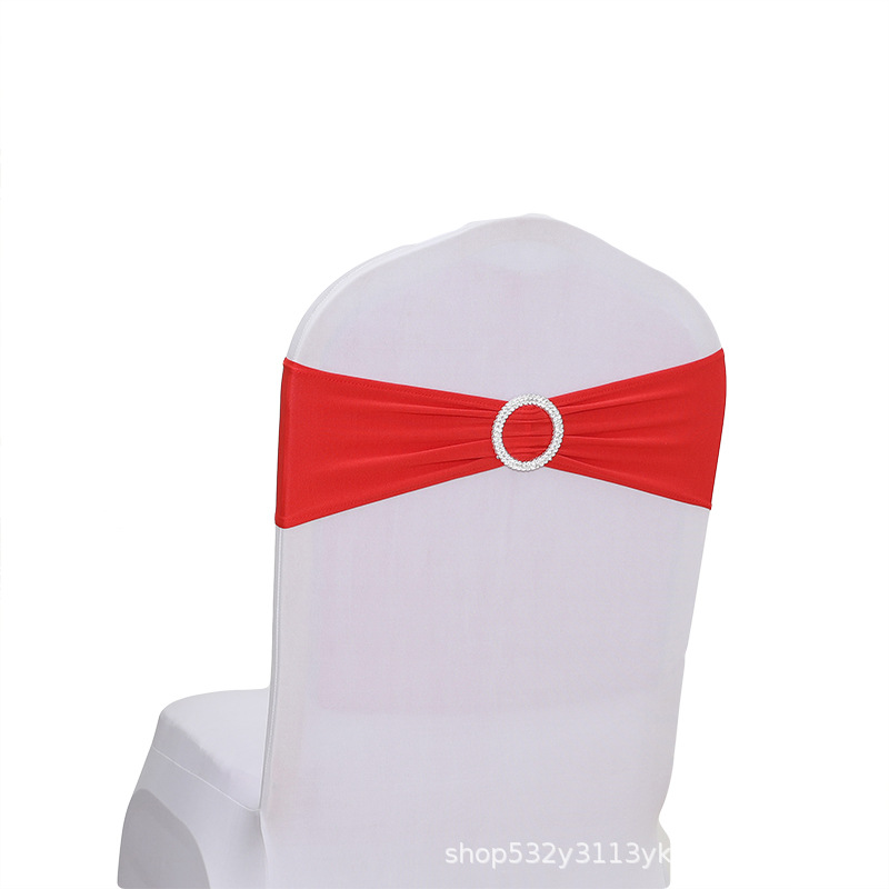 Chair Back Flower Elastic Chair Cover Bow Banquet Chair Back Decoration Free Wedding Ribbon Wedding Hotel Ribbon Strap