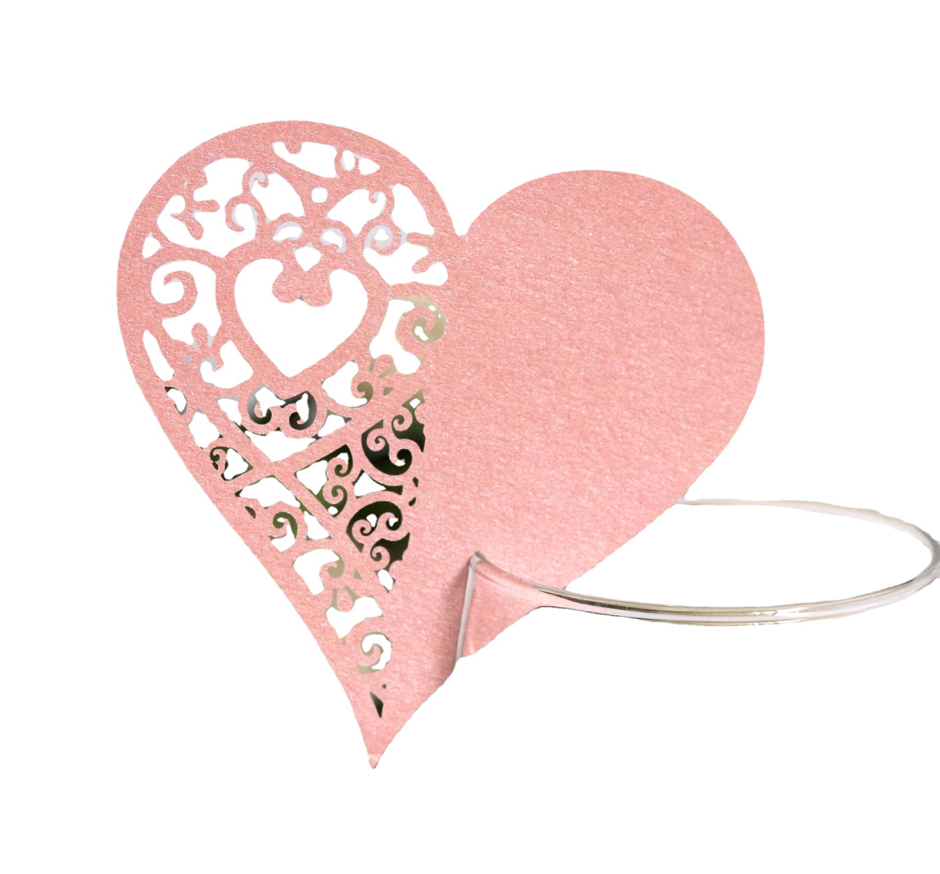 Amazon love hollow cup card Golden pearlescent paper table card personalized wine glass decorative paper card wholesale