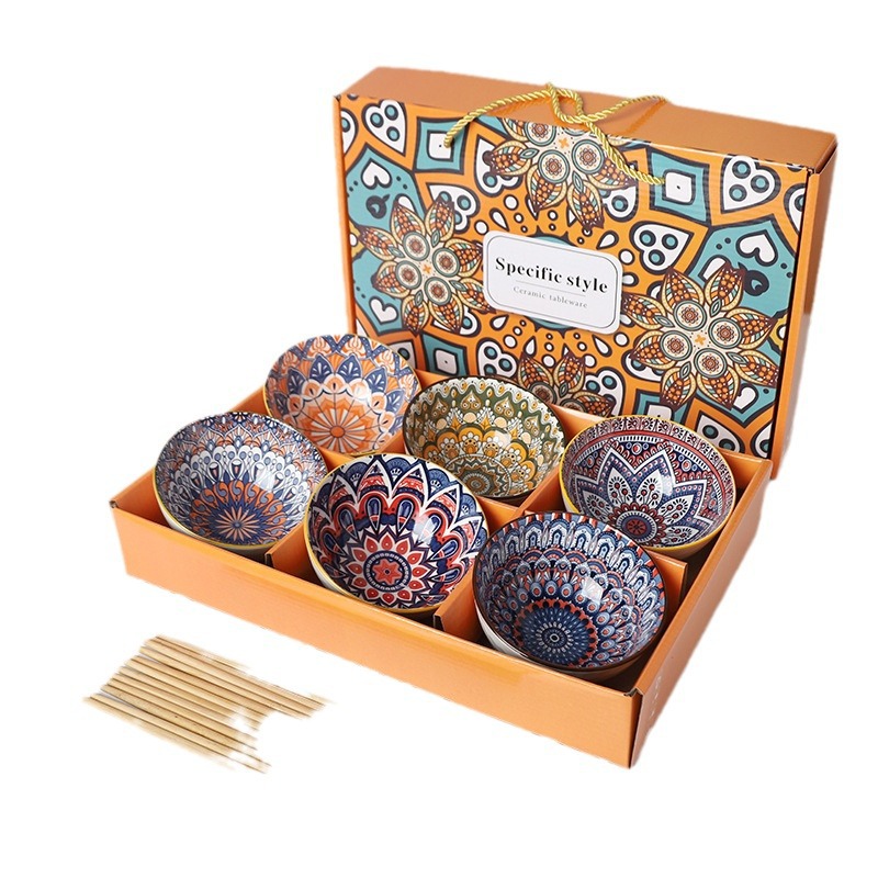 Bohemian Bowl Chopsticks suit Gift Boxes for Opening Activities Giving Small Gifts Business Company Store Celebration Accompanying Gifts