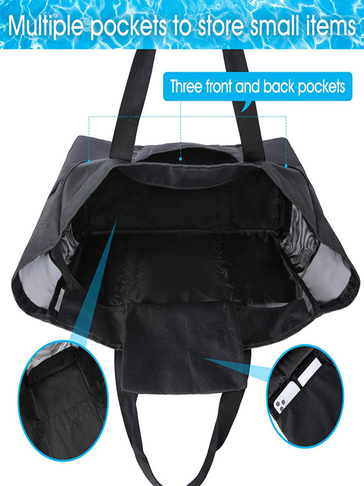 Large-Capacity Beach Bag Mesh Handbag Transparent Cosmetics Bag Waterproof Shoulder Bag Zipper Mesh Shopping Mall Shopping Bag