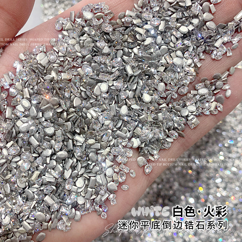 Мини маленький размер циркон ногтевые украшения перевернутый плоское дно алмаз лошадиного глаза белый смешанный оптом