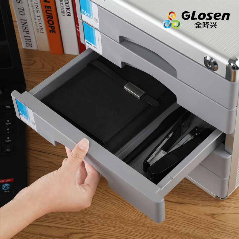 Desktop File Cabinet Office with Lock Aluminum Alloy Multi-layer Combination Cabinet A4 File Storage Cabinet Drawer Type