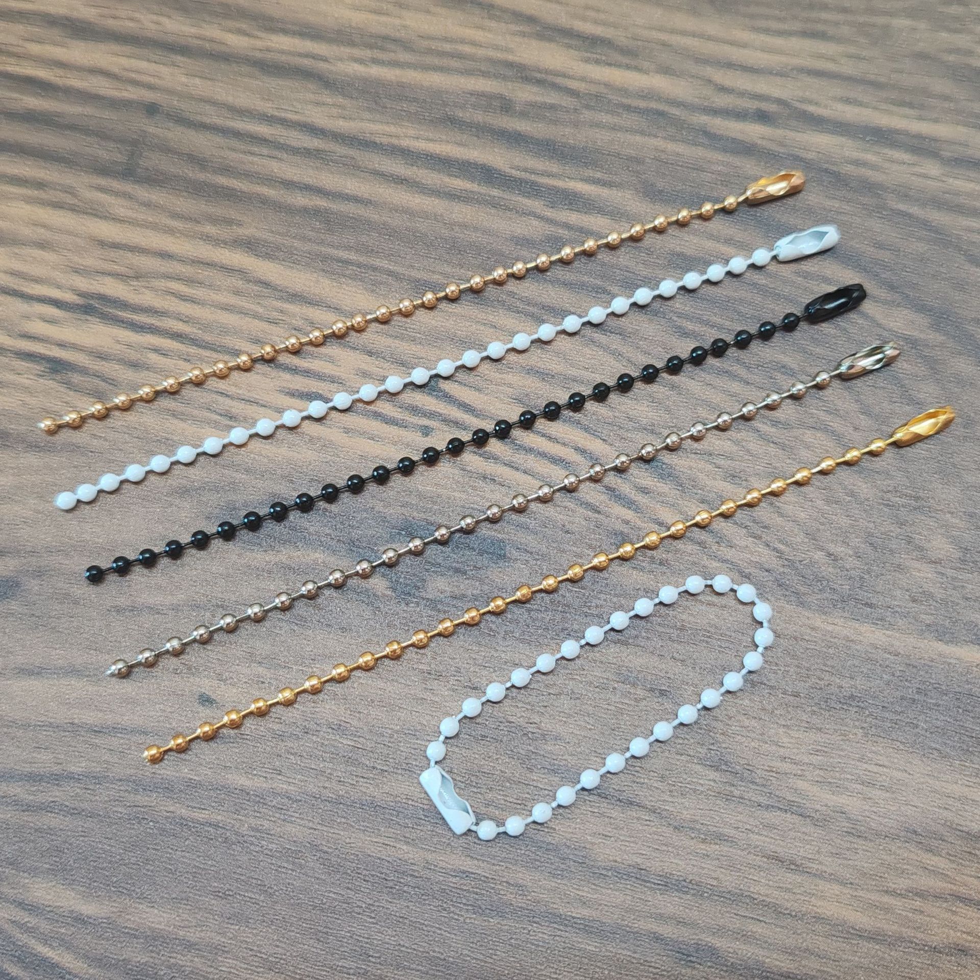 2.4mm Metal Tag Chain Iron Wave Bead Chain Round Bead Chain Handmade DIY Toy Key Chain Silver Lanyard Chain