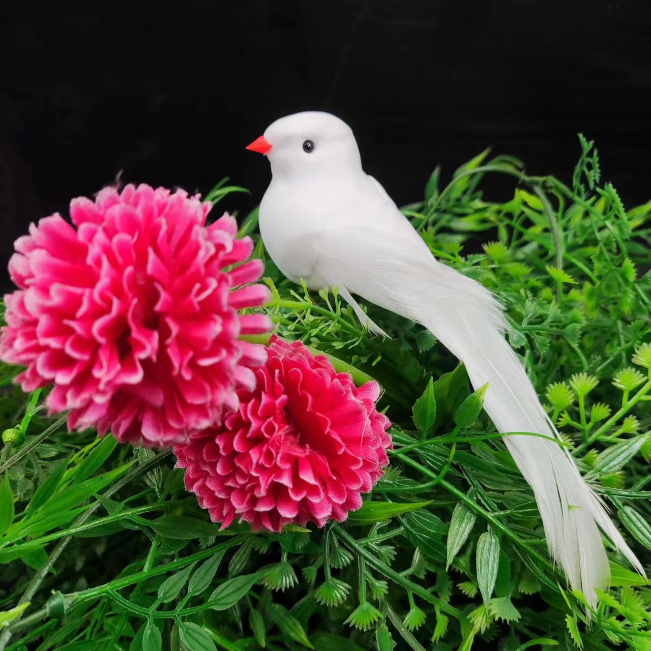 14cm red mouth White Pigeon simulation feather bird/props bird white feather bird