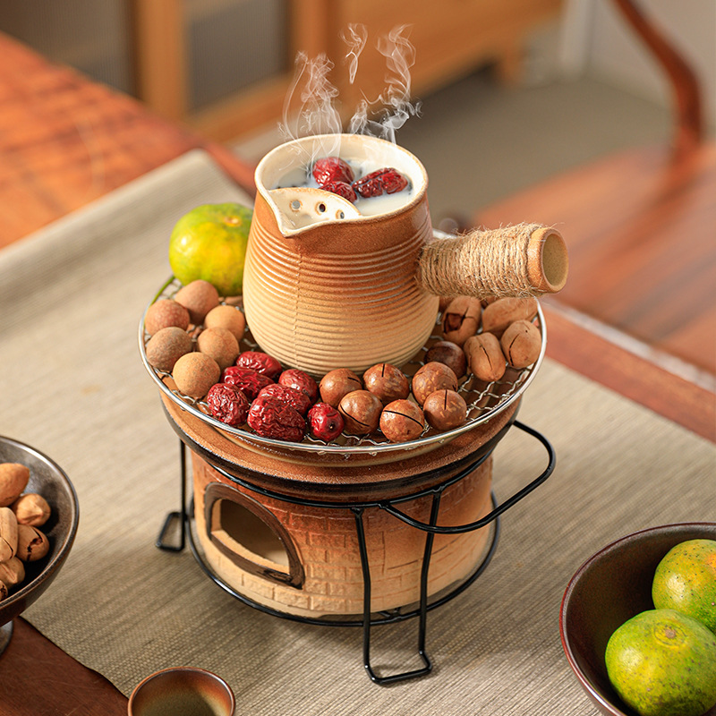 Cone stove tea pot tea outdoor barbecue oven tea maker edge stove charcoal stove roasting milk tea pot baking stove suit