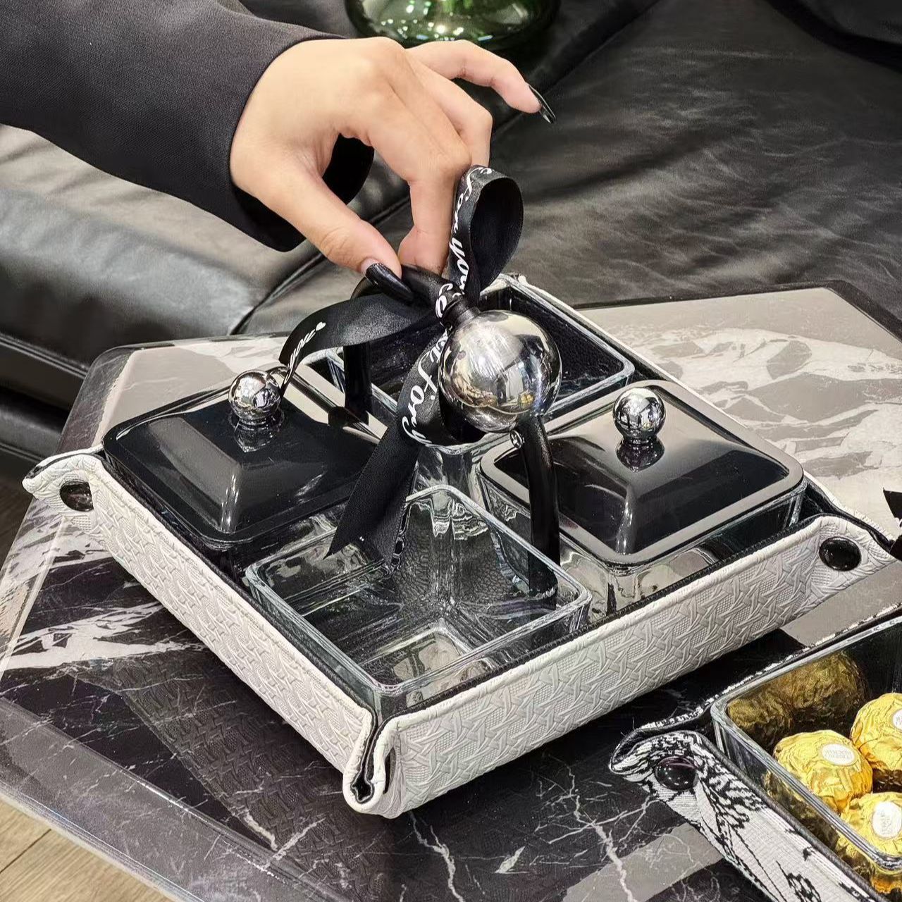 ManFen Fruit Plate Living Room Household Snack Placement Plate High Color Value Candy Snack Plate Small Exquisite Ornaments