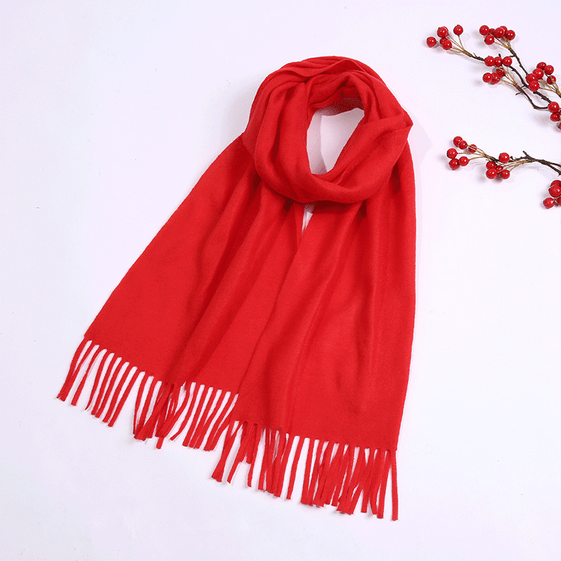 Red Scarf Chinese Red Custom Printed Logo Mulberry Silk Short Beard Scarf Corporate Event Class Reunion Printed Embroider