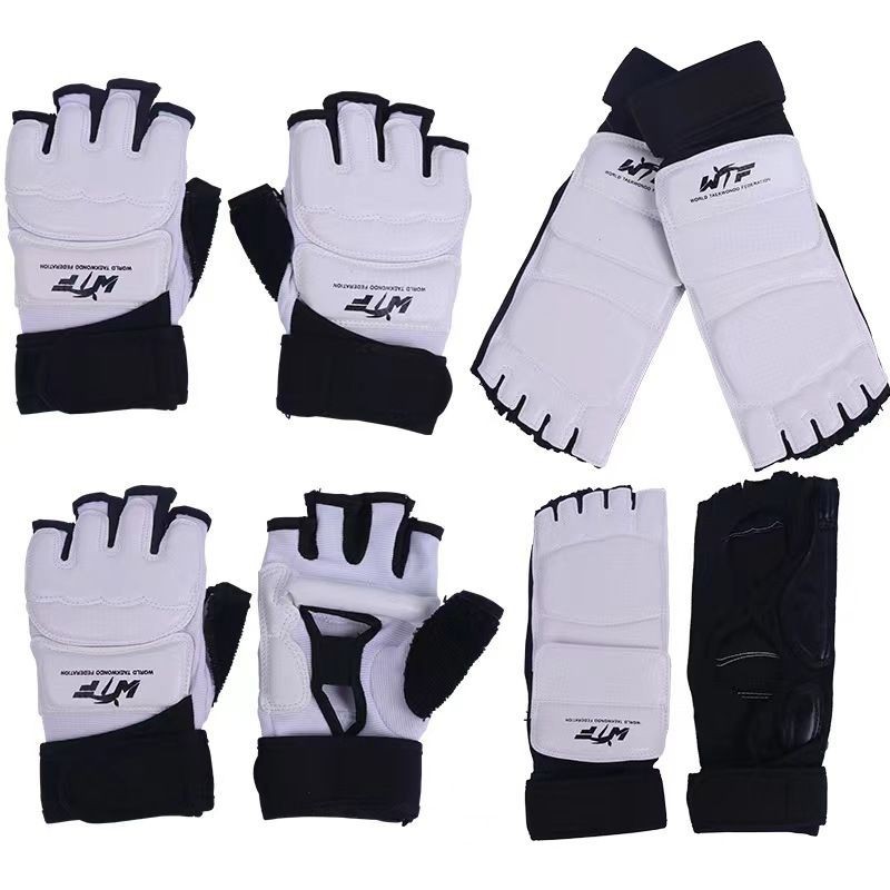 Taekwondo Hand Guard Foot Guard Thickened Half Finger Knuckles Sanda Boxing Fitness Gloves Foot Guard Taekwondo Protective Wear