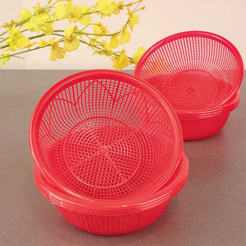 Red Round Plastic Strawberry Basket 0.5kg Pack Small Hollow Drain Basket Greenhouse Orchard Bayberry Picking Basket