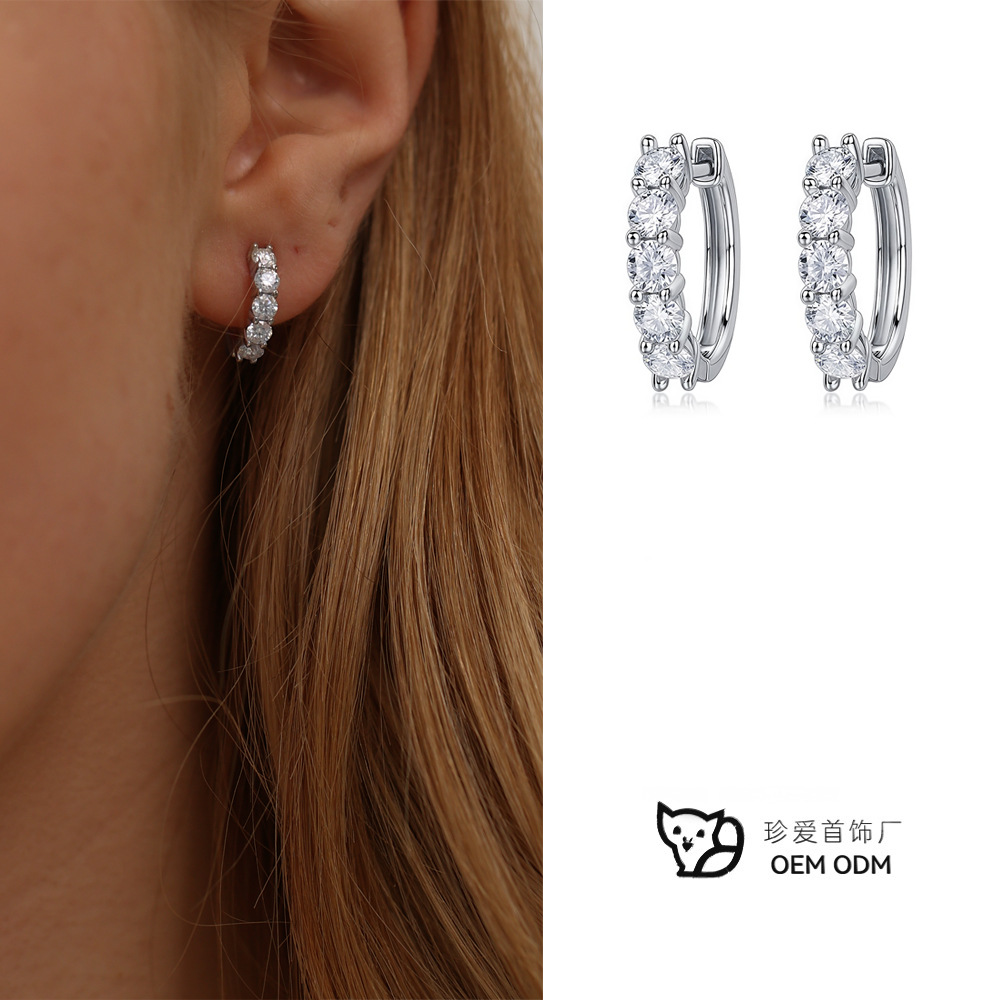 Серьги из моиссанита S925, простые и элегантные, экспортная роскошь