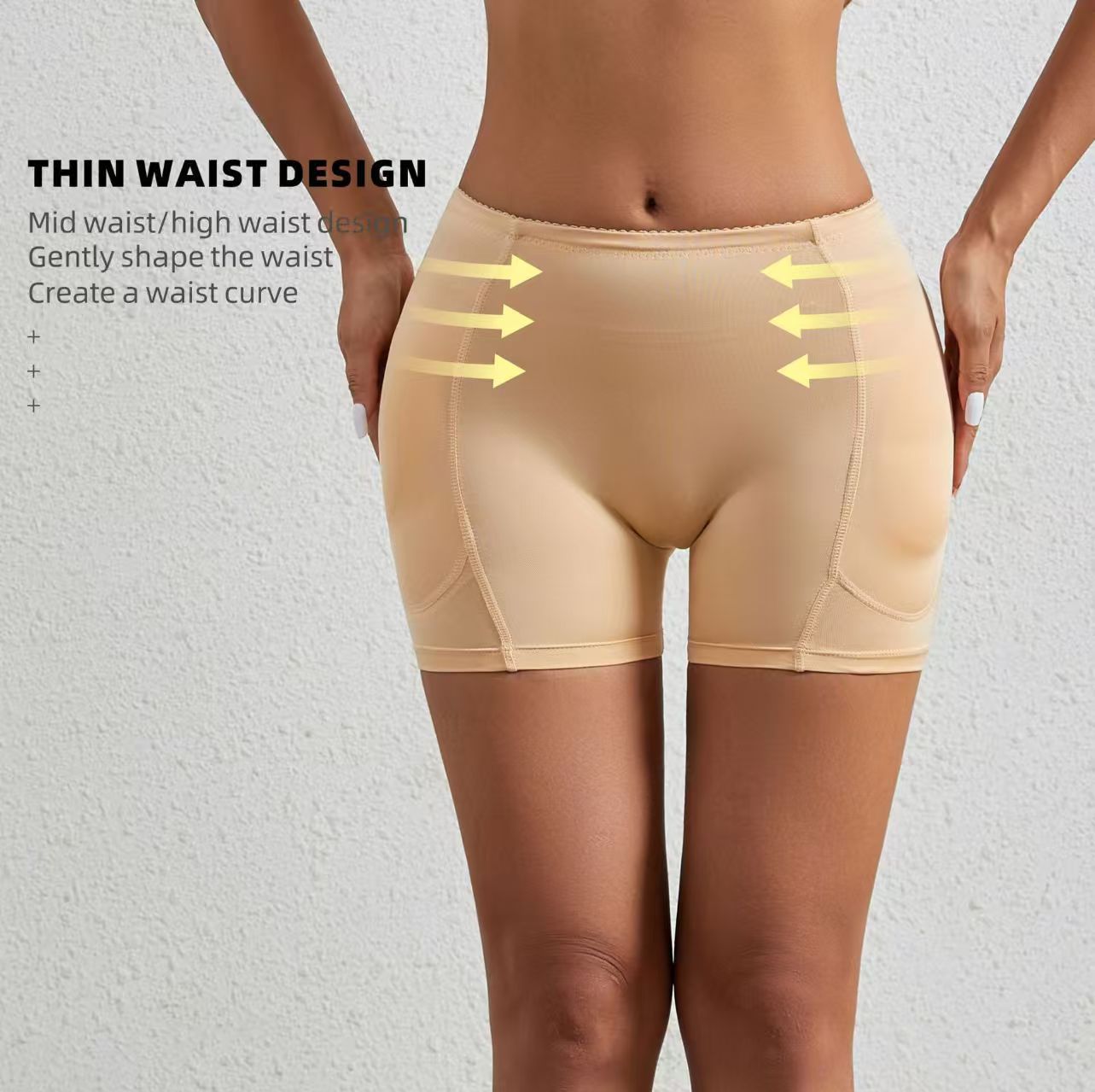 Foreign Trade Cross-Border European and American Women's Tummy Control Shapewear Pants with Hip and Buttock Enhancement, Four Sponge Pads, Peach Butt, Fake Butt, Butt-Lifting Pants