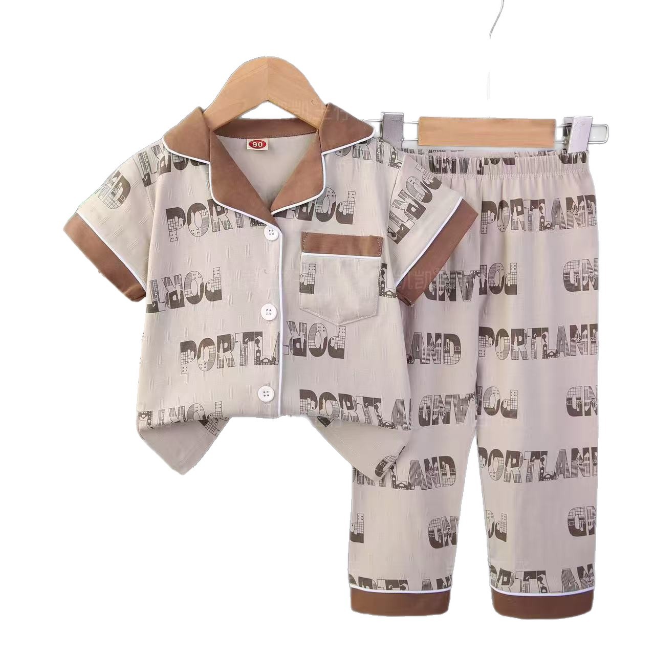 Pajamas for Kids Kidsren's Clothing 2026 Kidsren's Cartoon Open-Button Summer Full-Flower Short-Sleeved Pants Home Clothes