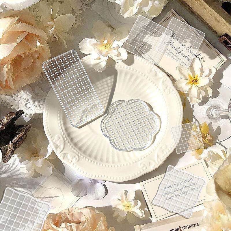 Acrylic Transparent Seal Block DIY Multi-Specification with Grids Line Printing Scrapbook Card Making Stamping Tool