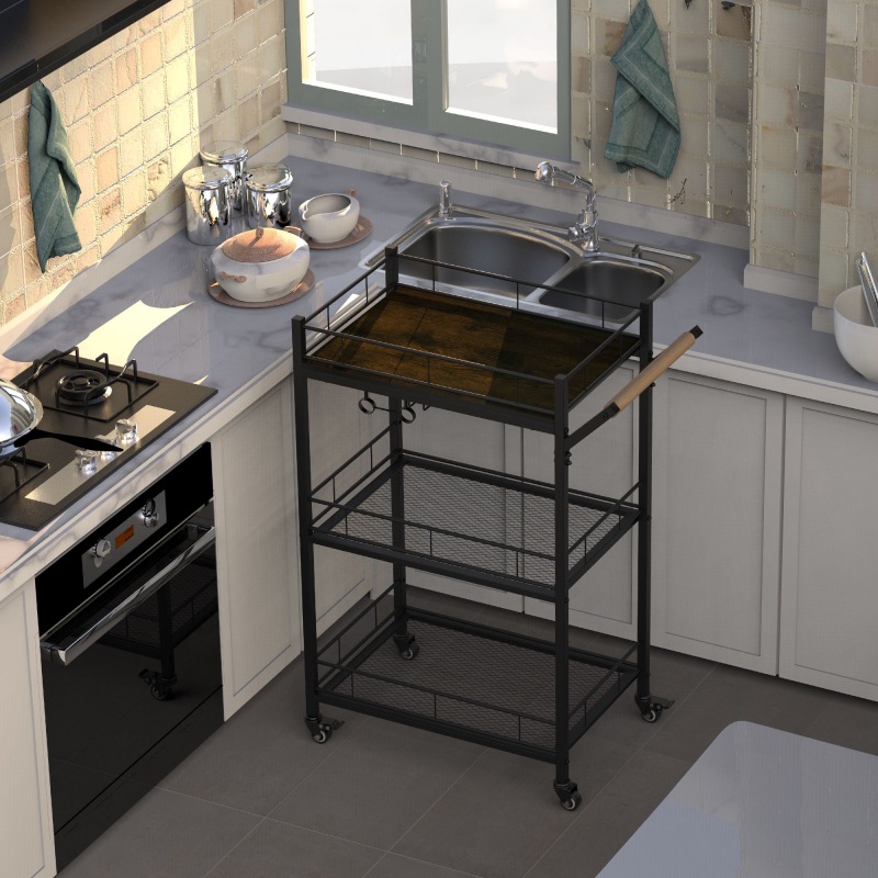 Bar Cart Second-Hand Push Dining Cart Commercial Accessible Luxury Dining Cart Restaurant Wine Side Cabinet Red Wine Tea Cart