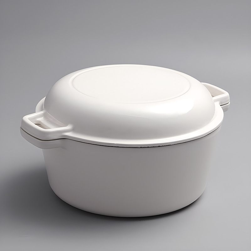 Cross-border Amazon Cast Iron Enamel Pot 2-in -1 Binaural Dual-use Thickened Bread Pot Dual-use Frying Pan Household Soup Pot