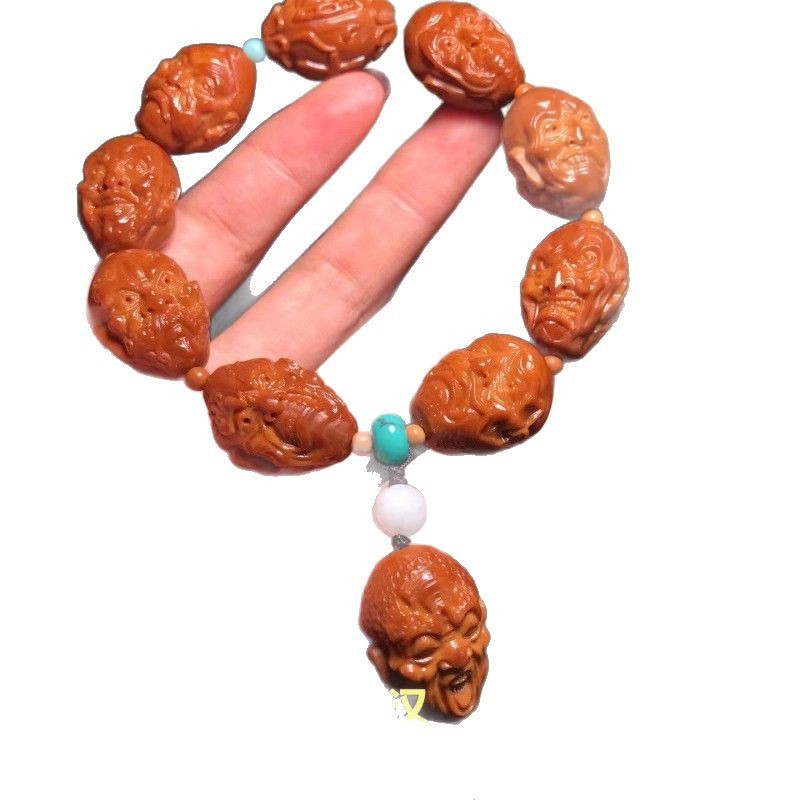 New Olive Core Carved Bracelet in stock Old Oil Core Men's and Women's Literary Play Bracelet Live Supply Su Gong Carved Olive Core