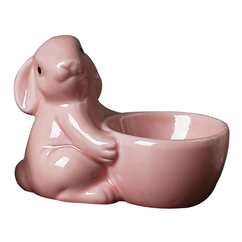 Cross-border ins fun creative egg holder ceramic egg holder desktop storage beauty makeup egg rabbit egg cup tableware